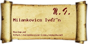 Milankovics Iván névjegykártya